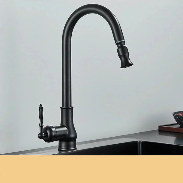 Kitchen Faucet Pull-Out Spray Retro Black Gold Finish-Kitchen & Dining > Kitchen Faucets-casanuva-Matte Black-casanuva