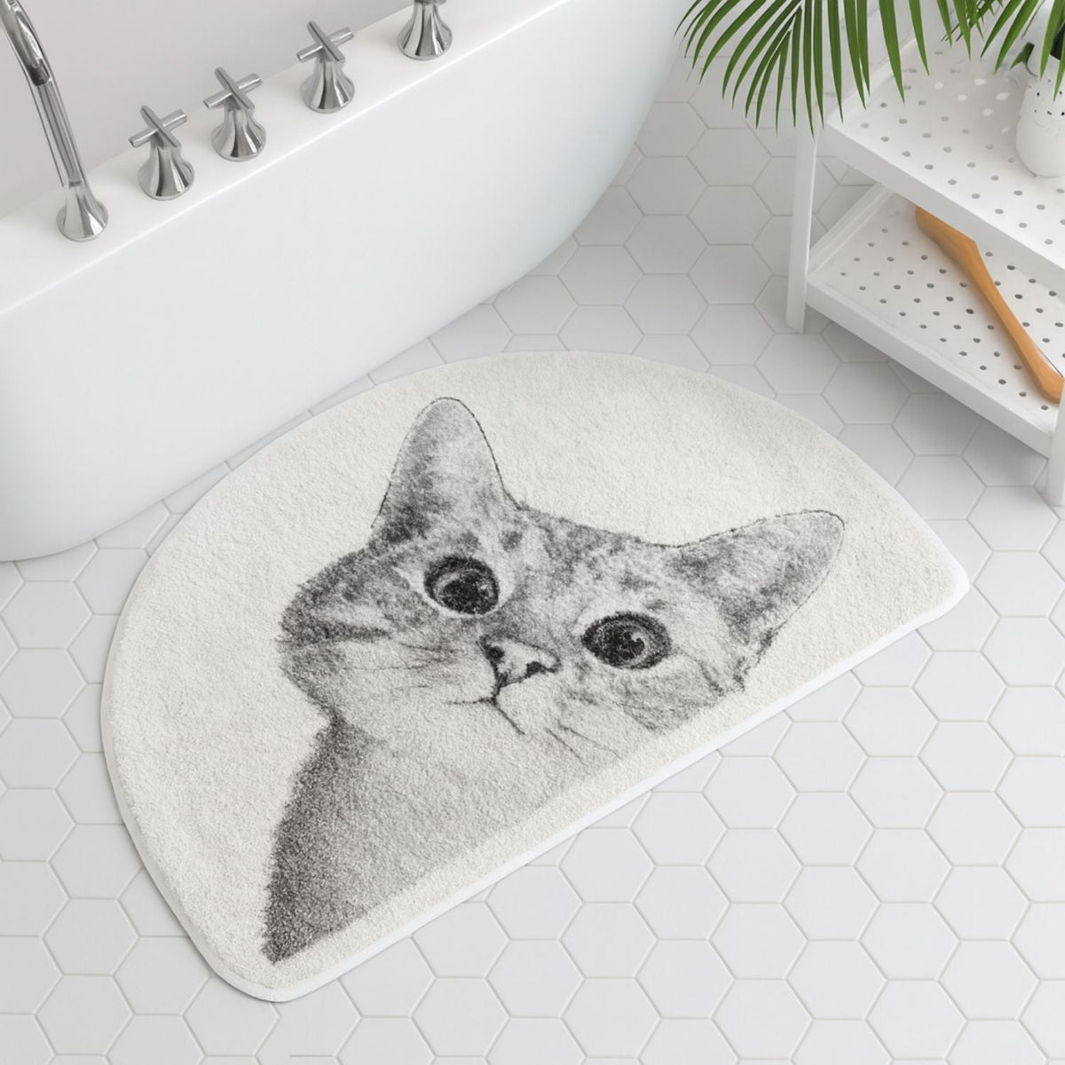 Kitty Cat Bath Mat-Bedding & Bath > Bath Mats-casanuva-Curious kitty-16"x23.5"-casanuva