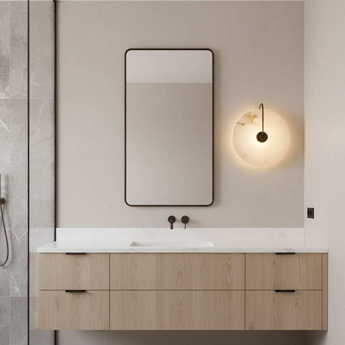 LED Alabaster Wall Lamp-Lighting > Wall Lights-casanuva-casanuva