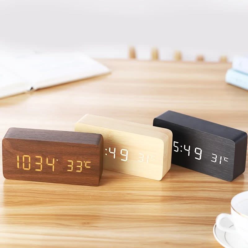 LED Alarm Clock in Natural Wood Design-Home Decor > Clocks-casanuva-casanuva