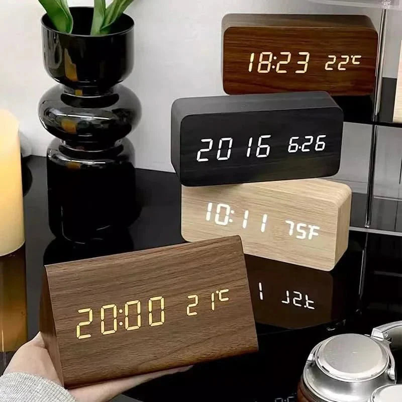 LED Alarm Clock in Natural Wood Design-Home Decor > Clocks-casanuva-casanuva