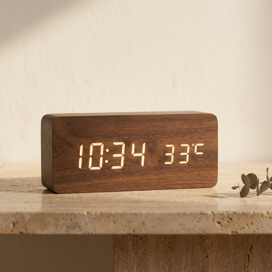 LED Alarm Clock in Natural Wood Design-Home Decor > Clocks-casanuva-casanuva