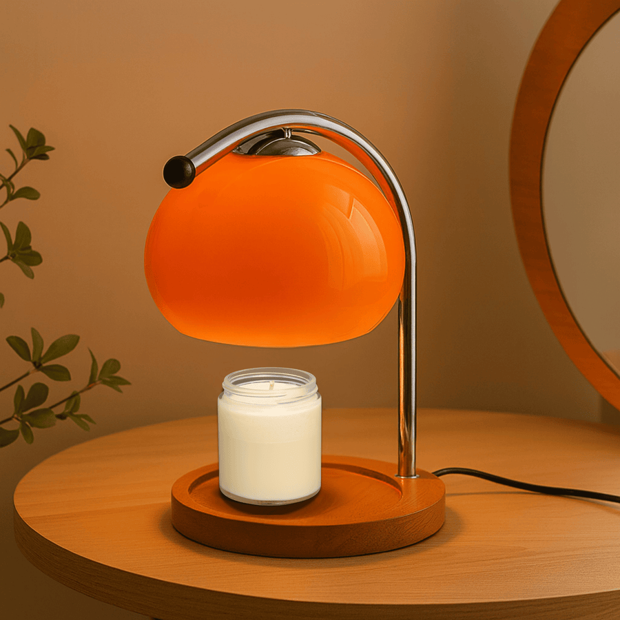 LED Candle Warmer with Glass Dome and Table Leg-Home Decor > Decorative Accessories-casanuva-Orange-15x30cm-casanuva