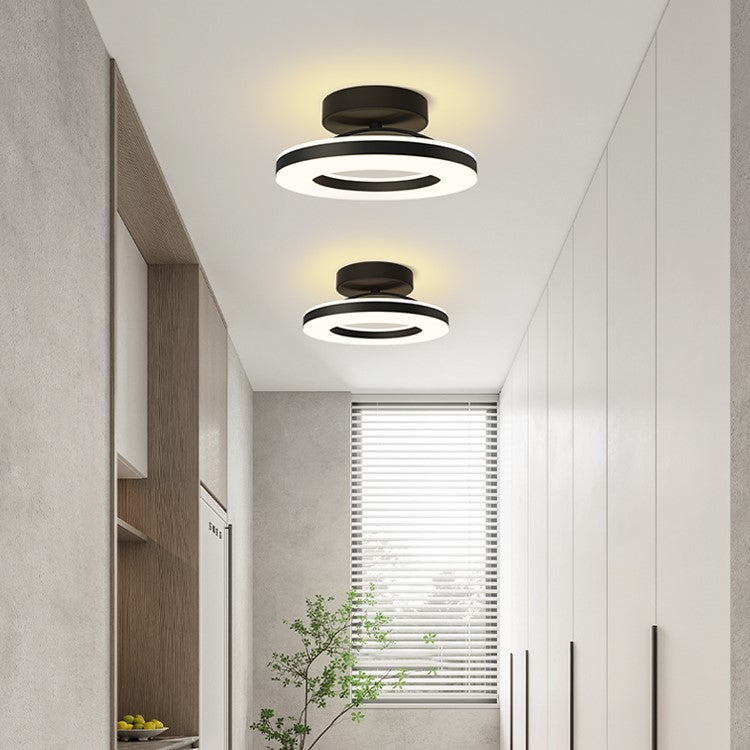 LED Ceiling Light Modern Iron Hallway Fixture-Lighting > Ceiling Lights-casanuva-Black-D20*H8CM-Warm Light-casanuva