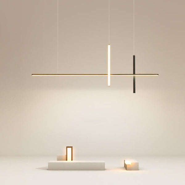 LED Chandelier Long Line Modern Minimalist Design-Lighting > Chandeliers & Pendant Lights-casanuva-31.50"-Warm Light (3000K)-Black-casanuva