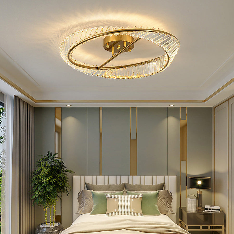 LED Crystal Ceiling Light Fixture-Lighting > Ceiling Lights-casanuva-Gold-D60*H12cm-3-Color (Switch)-casanuva