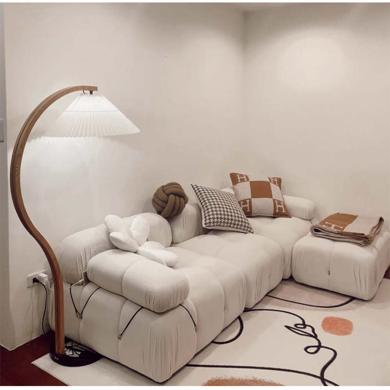 LED Floor Lamp Fabric Shade Beige 12W-Lighting > Floor Lamps-casanuva-casanuva