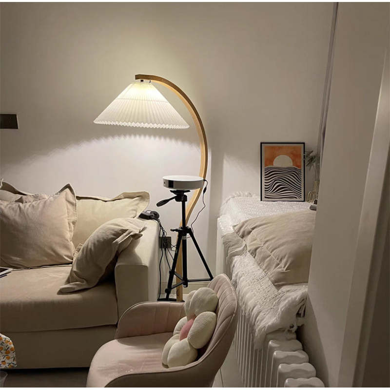 LED Floor Lamp Fabric Shade Beige 12W-Lighting > Floor Lamps-casanuva-casanuva