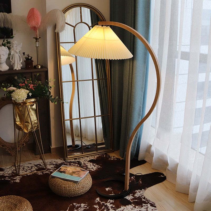 LED Floor Lamp Fabric Shade Beige 12W-Lighting > Floor Lamps-casanuva-Beige-white light-casanuva