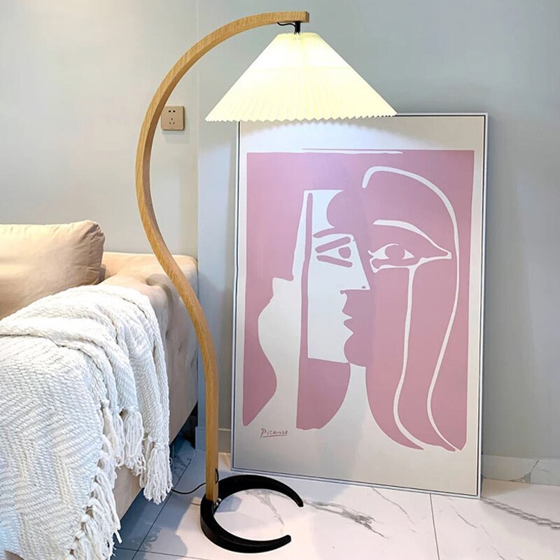 LED Floor Lamp Fabric Shade Beige 12W-Lighting > Floor Lamps-casanuva-White-white light-casanuva