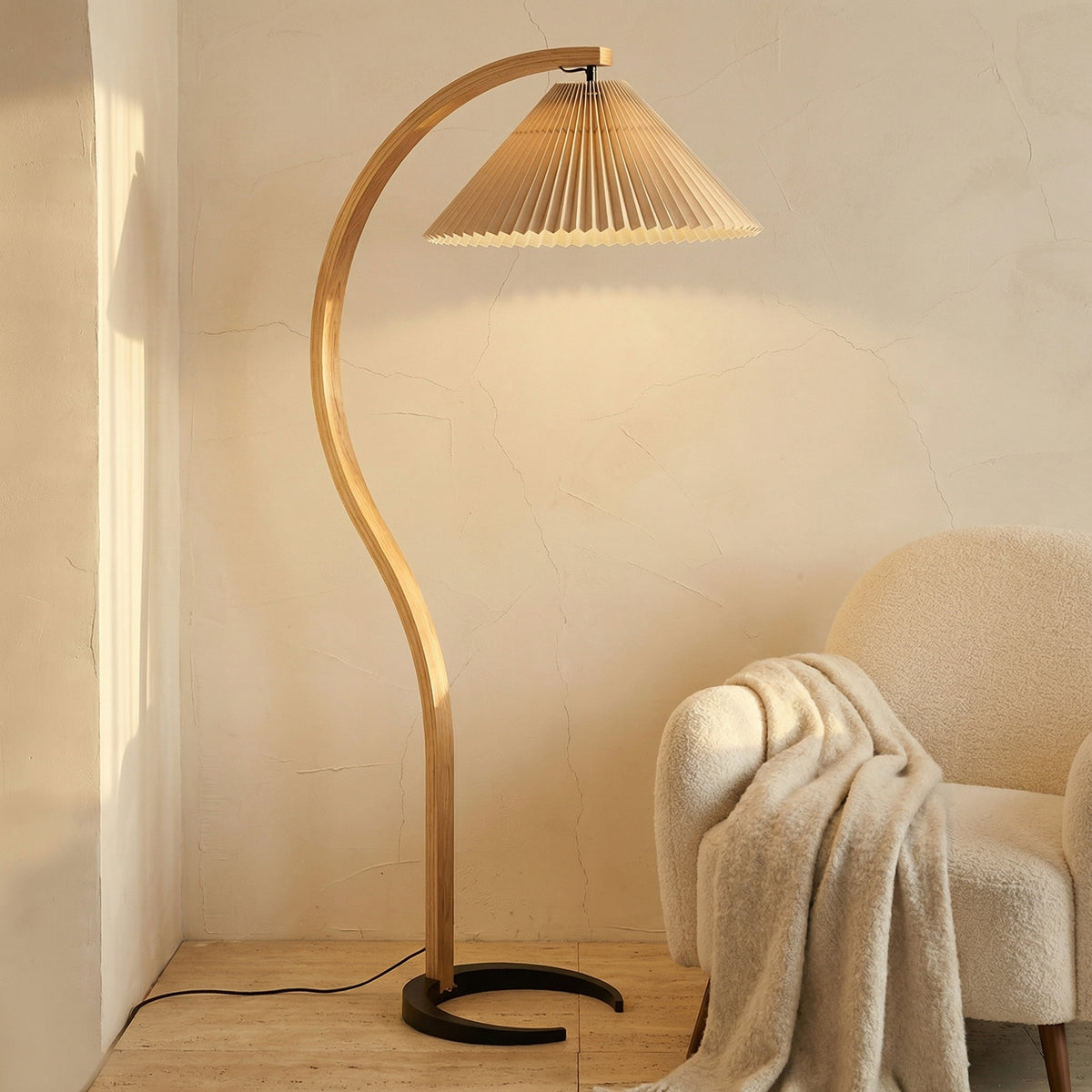 LED Floor Lamp Fabric Shade Beige 12W-Lighting > Floor Lamps-casanuva-casanuva