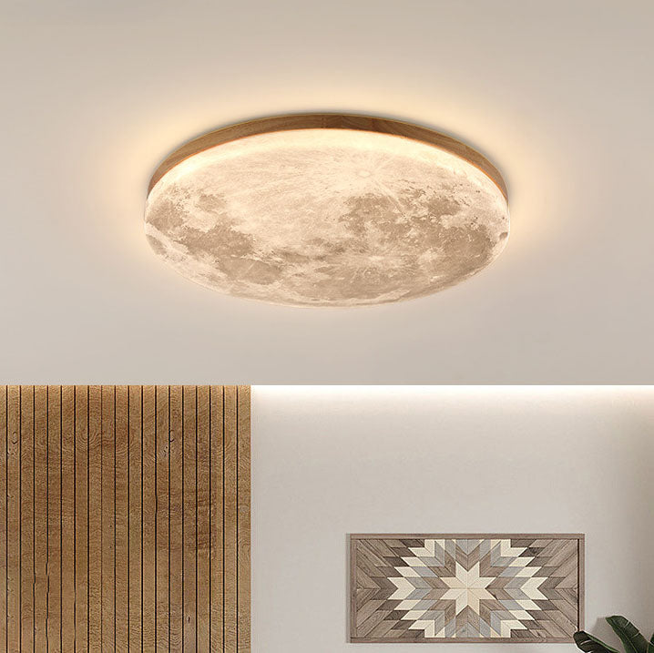 LED Flush Mount Ceiling Light Round Moon Design PVC Nordic Minimalist-Lighting > Ceiling Lights-casanuva-casanuva