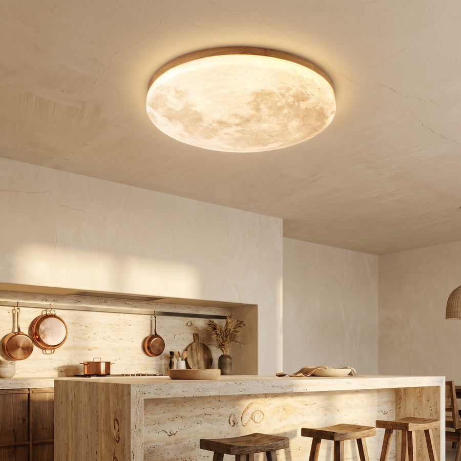 LED Flush Mount Ceiling Light Round Moon Design PVC Nordic Minimalist-Lighting > Ceiling Lights-casanuva-casanuva
