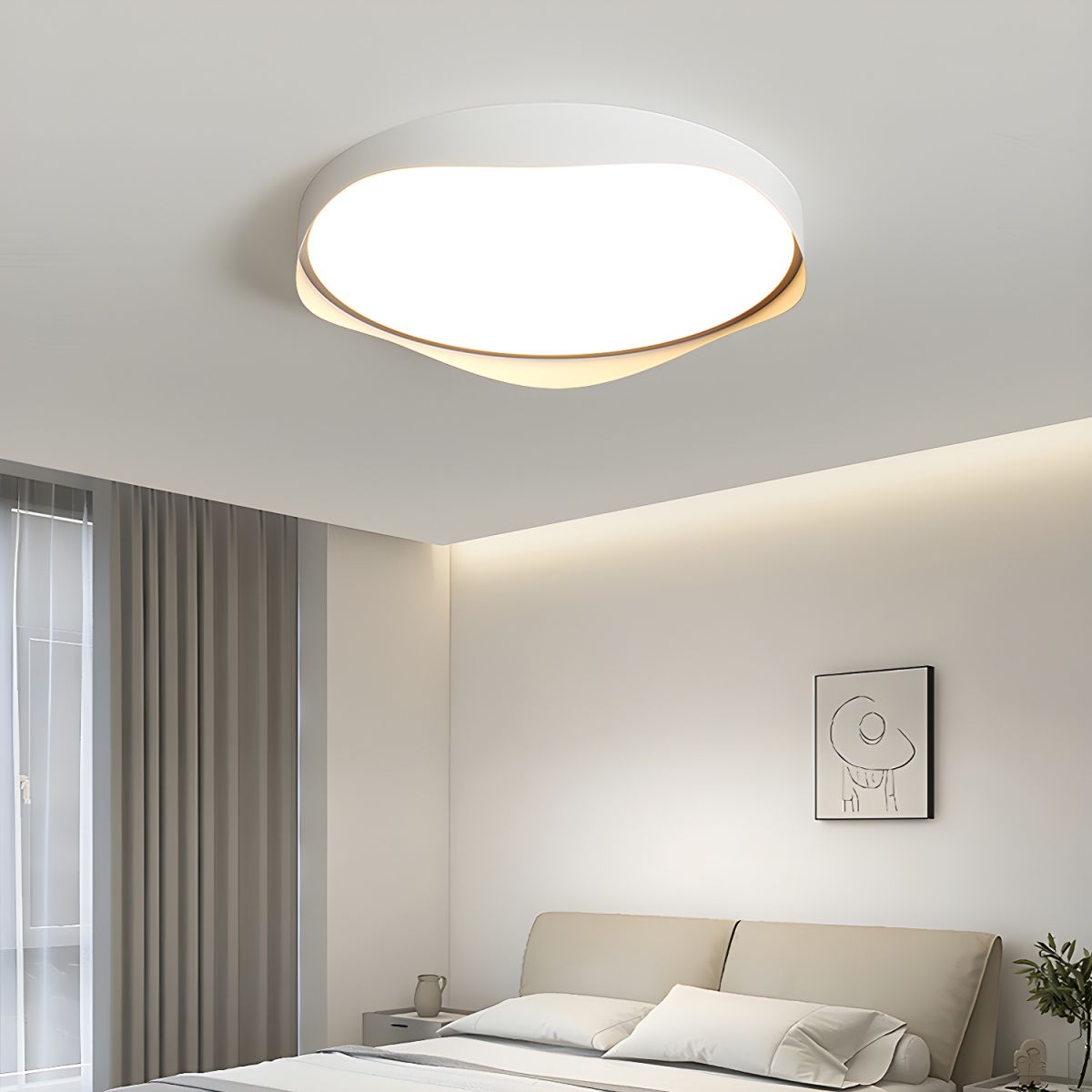 LED Flush Mount Ceiling Light White-Lighting > Ceiling Lights-casanuva-White-D50*H8cm-Dimmable (Remote)-casanuva