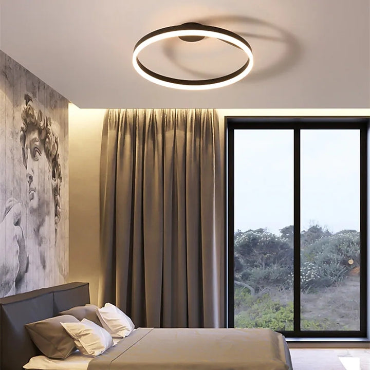 LED Metal Ceiling Light Nordic Minimalist Design for Living Room-Lighting > Ceiling Lights-casanuva-Black-D40*16CM-25W-3 Colour Change By Switch-casanuva