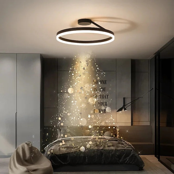 LED Metal Ceiling Light Nordic Minimalist Design for Living Room-Lighting > Ceiling Lights-casanuva-Black-D40*16CM-25W-Warm Light-casanuva