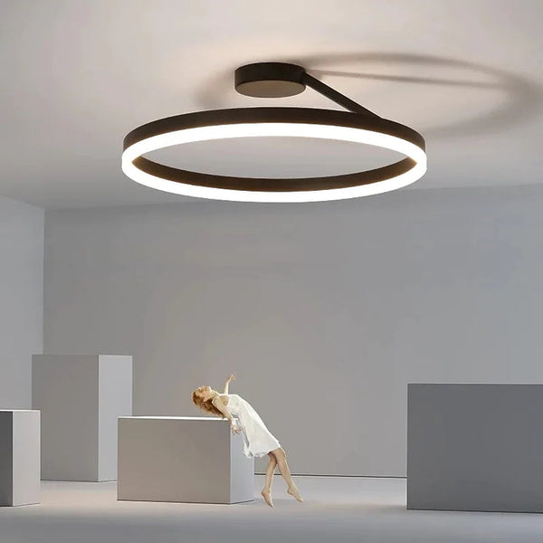 LED Metal Ceiling Light Nordic Minimalist Design for Living Room-Lighting > Ceiling Lights-casanuva-Black-D40*16CM-25W-White Light-casanuva