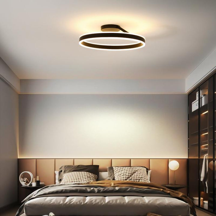 LED Metal Ceiling Light Nordic Minimalist Design for Living Room-Lighting > Ceiling Lights-casanuva-Black-D40*17CM-50W-3 Colour Change By Switch-casanuva