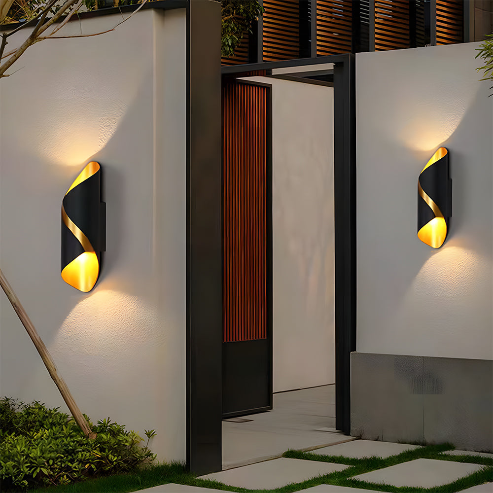 LED Outdoor Wall Light Spiral Design-Lighting > Outdoor Lighting-casanuva-Black Gold-L30cm*W9cm-White Light-casanuva