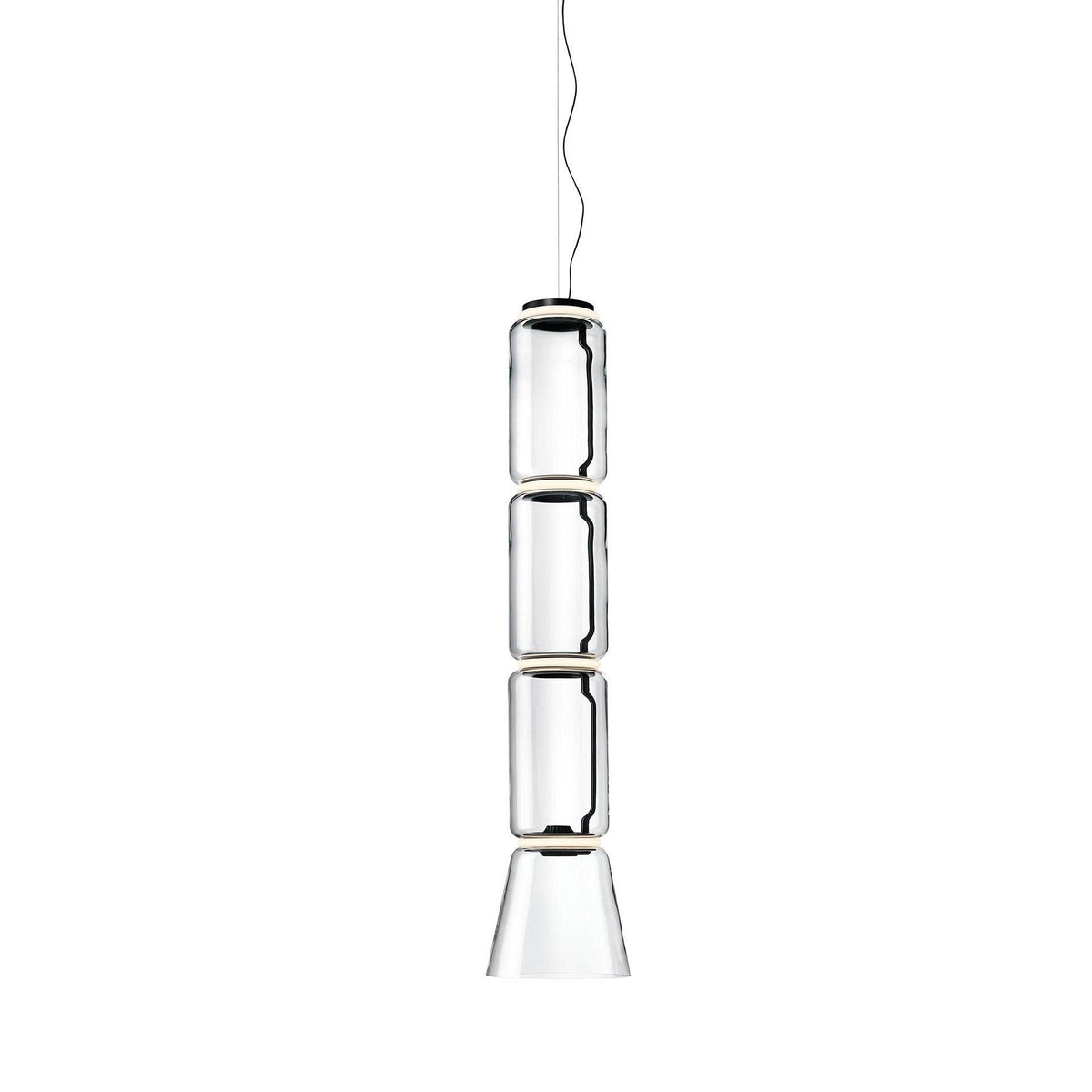 LED Pendant Light Cylinder Shape-Lighting > Pendant Lights-casanuva-26cmx121cm-Warm Light-Black & Clear-casanuva