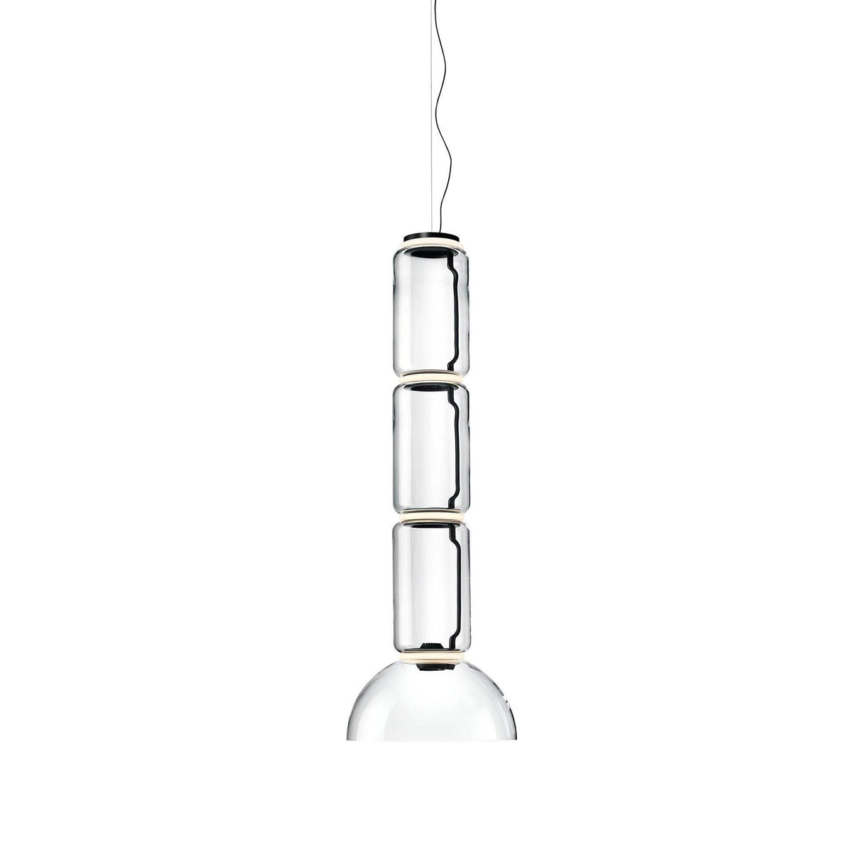 LED Pendant Light Cylinder Shape-Lighting > Pendant Lights-casanuva-40cmx117cm-Warm Light-Black & Clear-casanuva