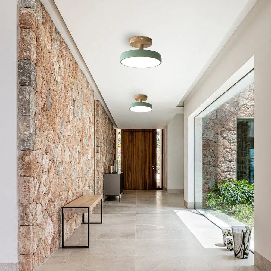 LED Round Ceiling Light for Hallway in Modern Iron Design-Lighting > Ceiling Lights-casanuva-Green-D18cm*H10cm-3 Color Change By Switch-casanuva