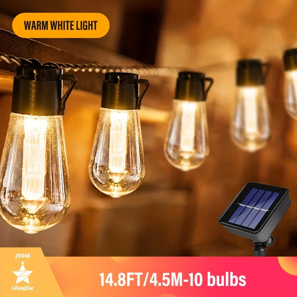 LED Solar String Lights Waterproof IP44 for Garden and Camping-Lighting > Outdoor Lighting-casanuva-14.8FT-4.5M-10 Bulbs-casanuva