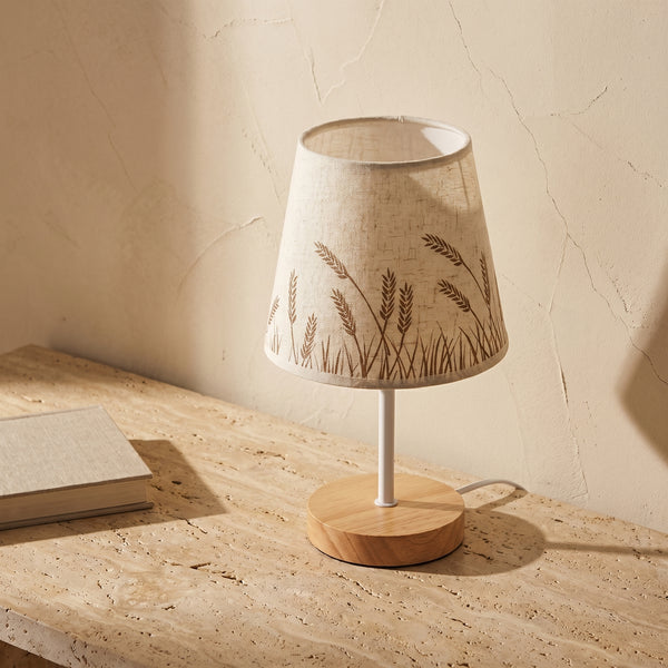 LED Table Lamp Solid Wood Fabric Cone Nordic Vintage Design-Lighting > Table Lamps-casanuva-casanuva