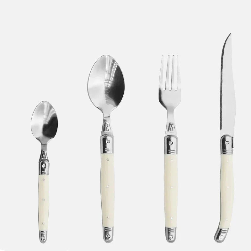 Laguiole Cutlery Set Ivory Elegance Premium Design-Kitchen & Dining > Cutlery-casanuva-Cutlery-4-piece set-casanuva