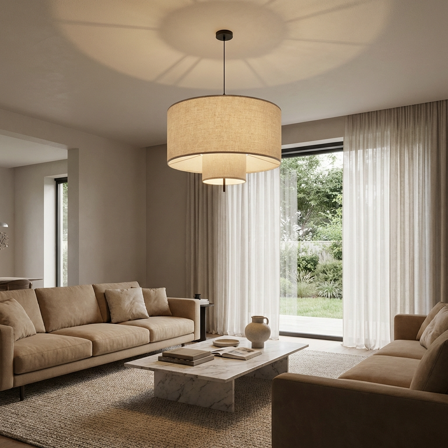 Large Wabi Sabi Japanese Fabric Chandelier-Lighting > Chandeliers & Pendant Lights-casanuva-casanuva