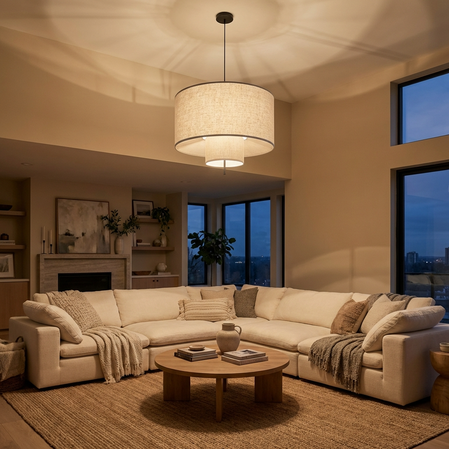 Large Wabi Sabi Japanese Fabric Chandelier-Lighting > Chandeliers & Pendant Lights-casanuva-casanuva