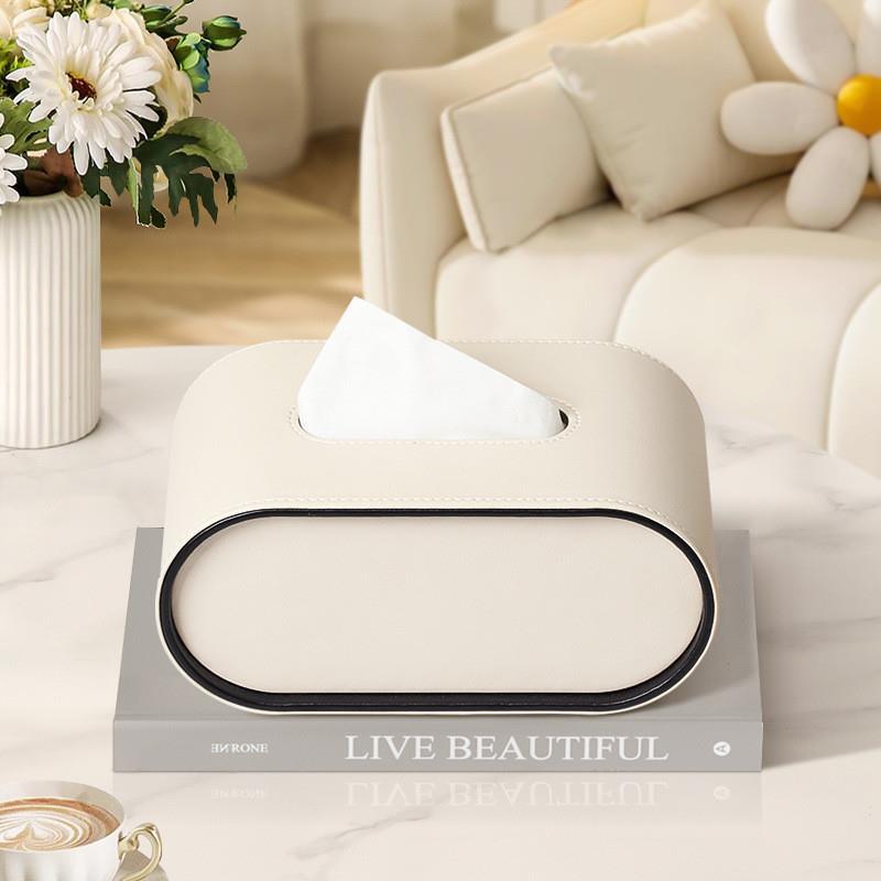 Leather Tissue Box with Timeless Elegance-Home Decor > Decorative Accessories-casanuva-Cream-casanuva