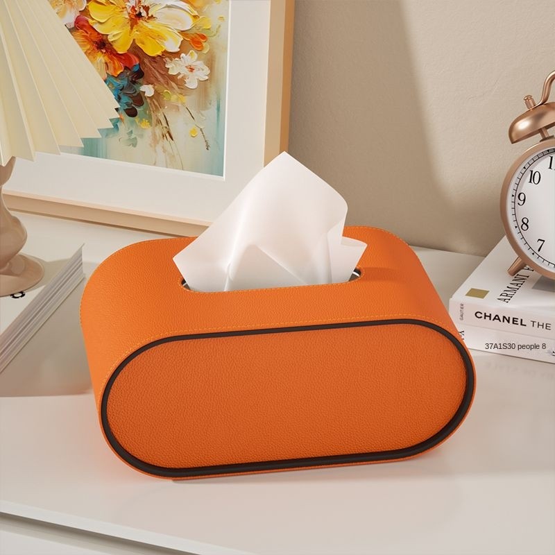 Leather Tissue Box with Timeless Elegance-Home Decor > Decorative Accessories-casanuva-Orange-casanuva