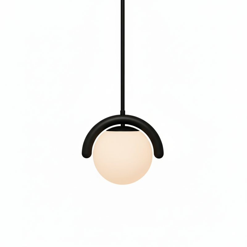 Linear Chandelier with Glass Globe Bulbs-Lighting > Chandeliers & Pendant Lights-casanuva-1 head-Black & White Glass-casanuva