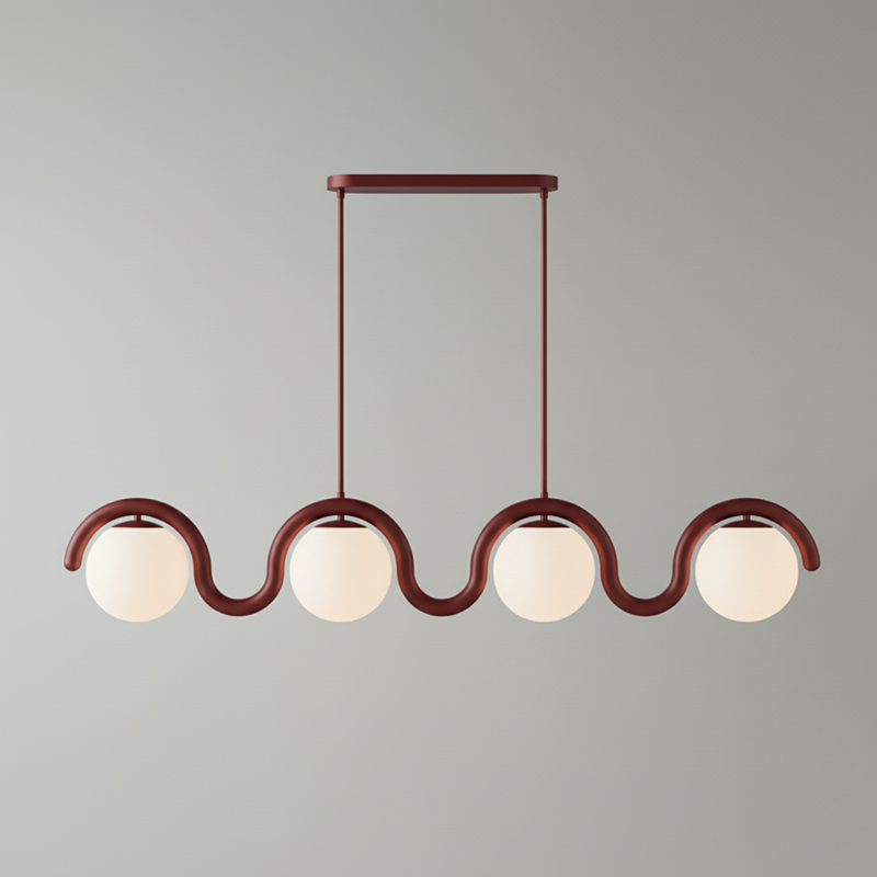 Linear Chandelier with Glass Globe Bulbs-Lighting > Chandeliers & Pendant Lights-casanuva-4 Heads-Red & White glass-casanuva