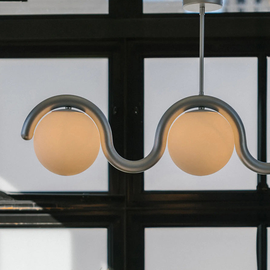 Linear Chandelier with Glass Globe Bulbs-Lighting > Chandeliers & Pendant Lights-casanuva-casanuva