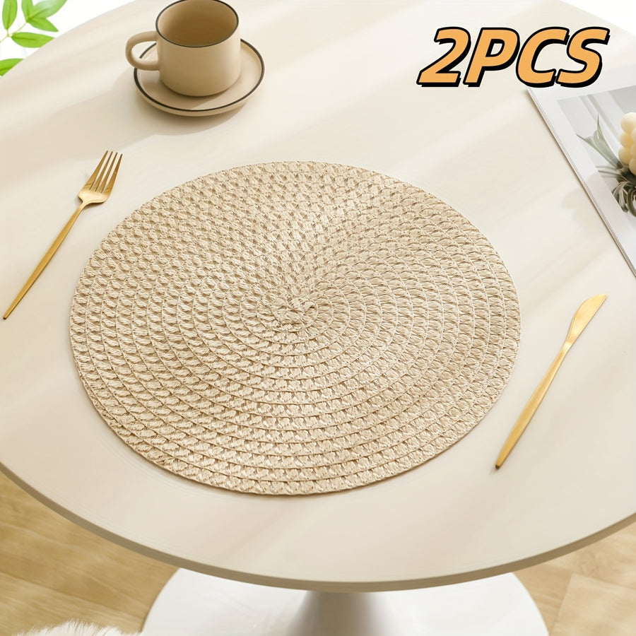 Linen Placemats Set of 2 4 or 6 Heat-Resistant Washable Table Mats-Kitchen & Dining > Placemats-casanuva-Beige-2pcs-casanuva
