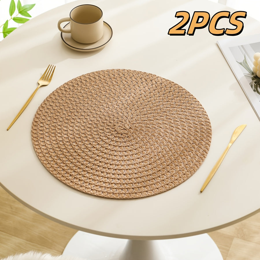 Linen Placemats Set of 2 4 or 6 Heat-Resistant Washable Table Mats-Kitchen & Dining > Placemats-casanuva-Khaki-2pcs-casanuva