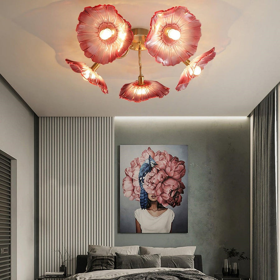 Lotus Leaf Glass Ceiling Light Vintage Design-Lighting > Ceiling Lights-casanuva-casanuva