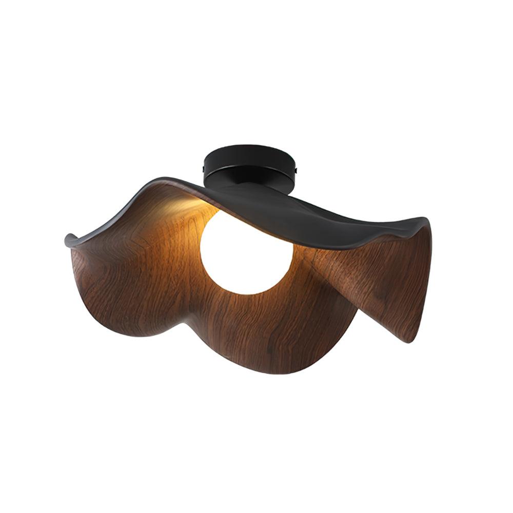Lotus Leaf Pendant Light with LED Illumination-Lighting > Pendant Lights-casanuva-28cmx10cm-Black & Walnut color-casanuva