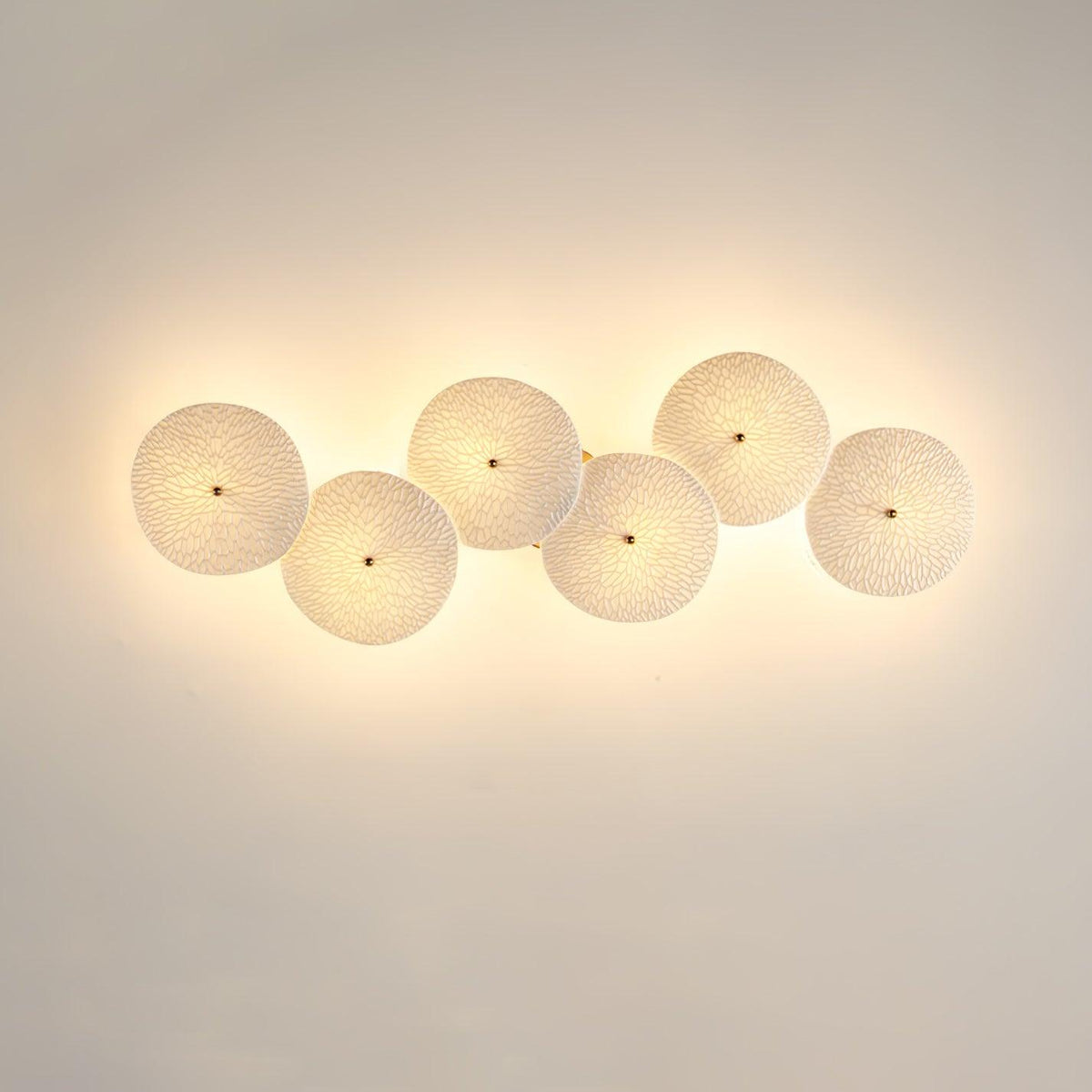 Lotus Petal LED Wall Lamp-Lighting > Wall Lights-casanuva-6 heads 72cmx28cm-Gold & White Ceramic-casanuva