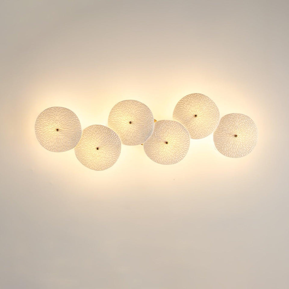 Lotus Petal LED Wall Lamp-Lighting > Wall Lights-casanuva-6 heads 72cmx28cm-Gold & White Ceramic-casanuva