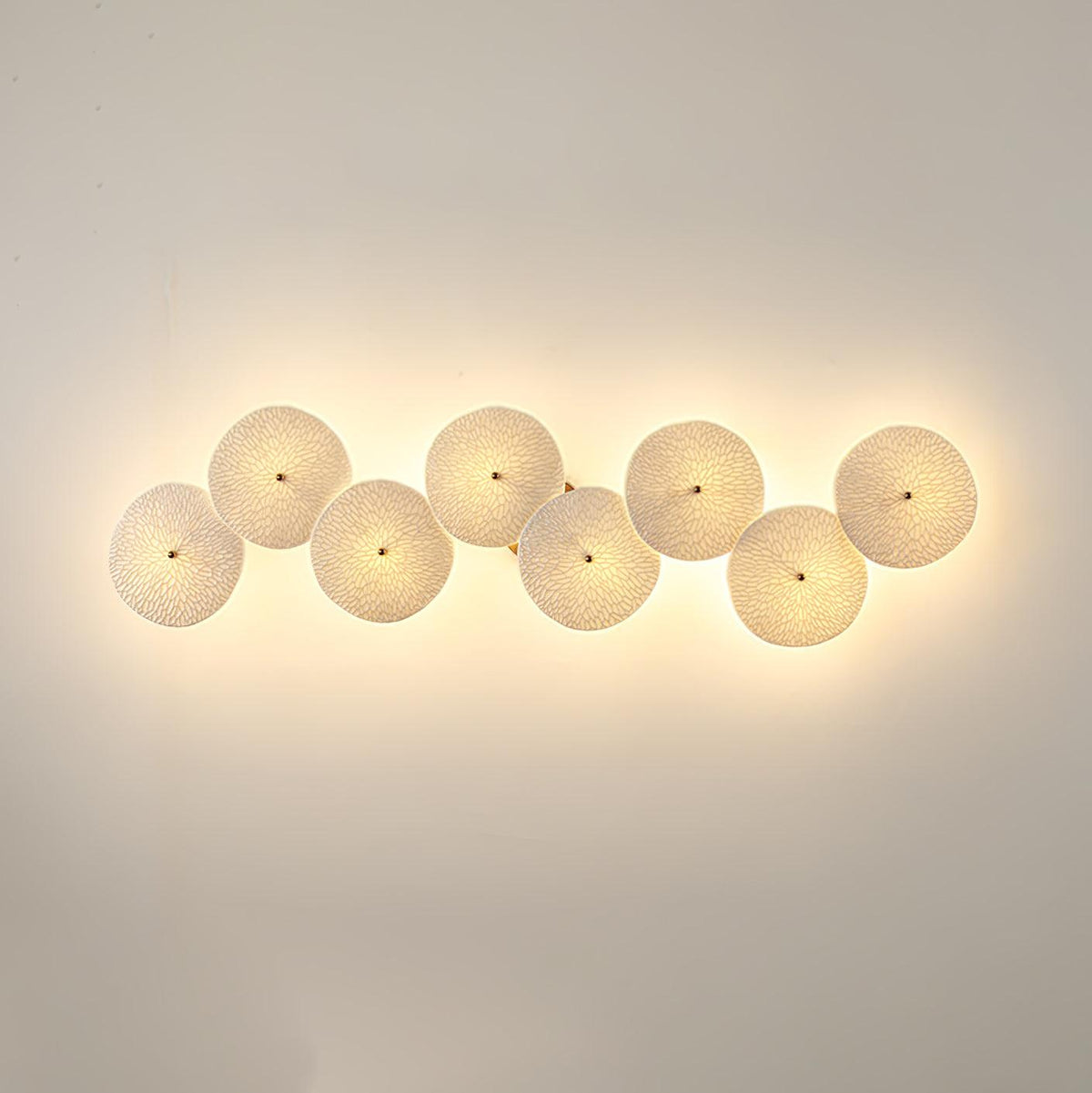 Lotus Petal LED Wall Lamp-Lighting > Wall Lights-casanuva-8 heads 95cmx28cm-Gold & White Ceramic-casanuva