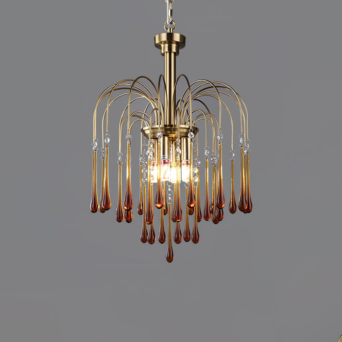 Maltose Crystal Chandelier Lighting Fixture-Lighting > Chandeliers & Pendant Lights-casanuva-45cmx50cm-Brass-Caramel-casanuva