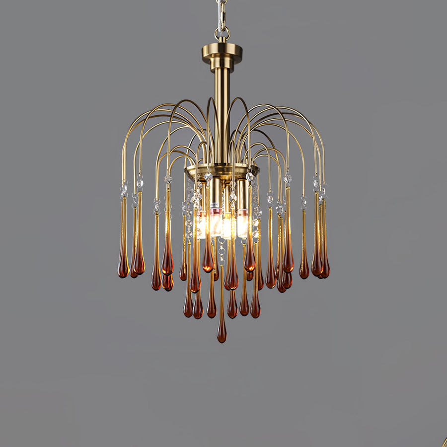 Maltose Crystal Chandelier Lighting Fixture-Lighting > Chandeliers & Pendant Lights-casanuva-45cmx50cm-Brass-Caramel-casanuva