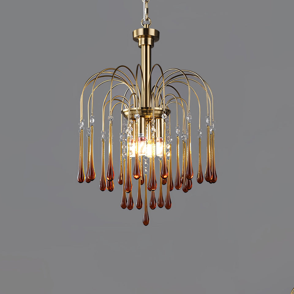 Maltose Crystal Chandelier Lighting Fixture-Lighting > Chandeliers & Pendant Lights-casanuva-45cmx50cm-Brass-Caramel-casanuva