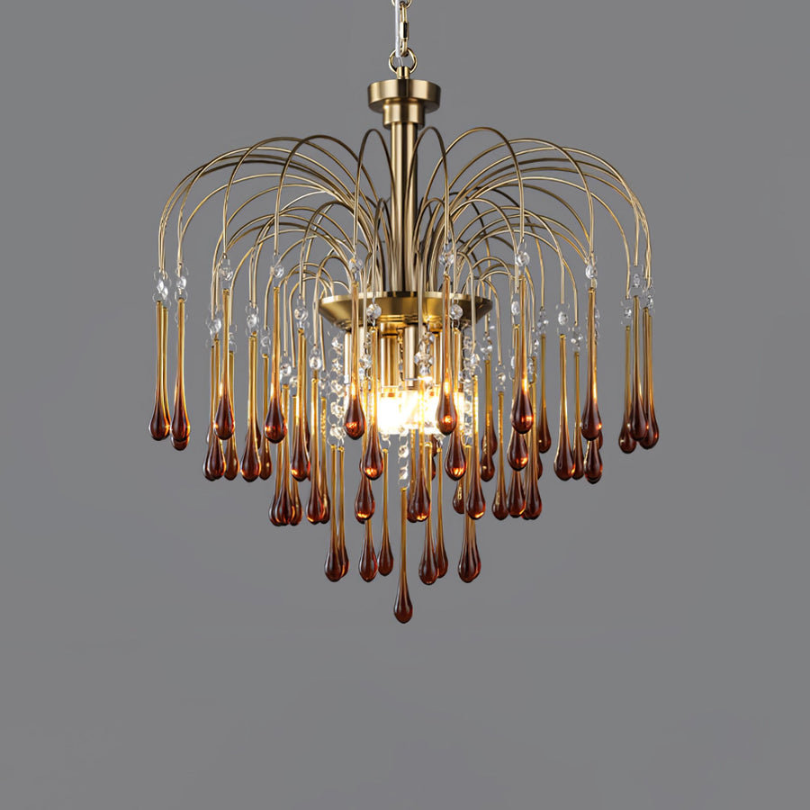Maltose Crystal Chandelier Lighting Fixture-Lighting > Chandeliers & Pendant Lights-casanuva-55cmx53cm-Brass-Caramel-casanuva