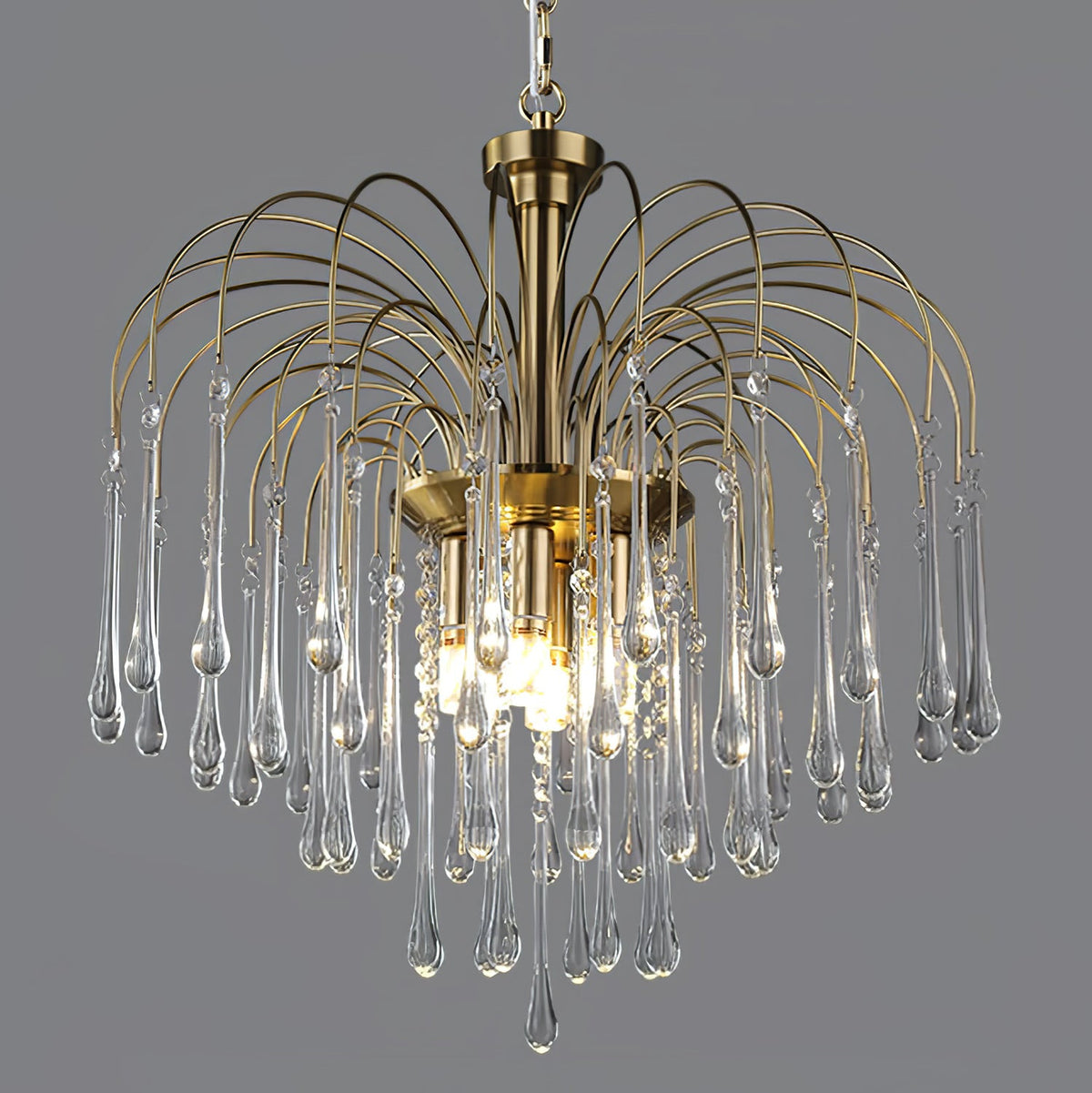 Maltose Crystal Chandelier Lighting Fixture-Lighting > Chandeliers & Pendant Lights-casanuva-60cmx56cm-Brass-Clear-casanuva