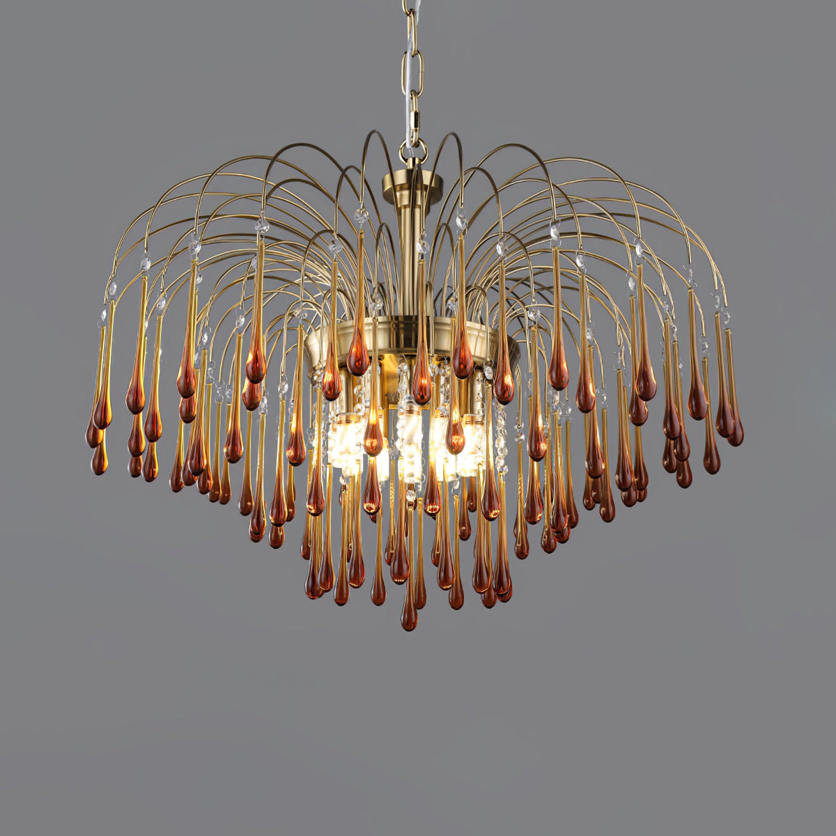 Maltose Crystal Chandelier Lighting Fixture-Lighting > Chandeliers & Pendant Lights-casanuva-80cmx56cm-Brass-Caramel-casanuva
