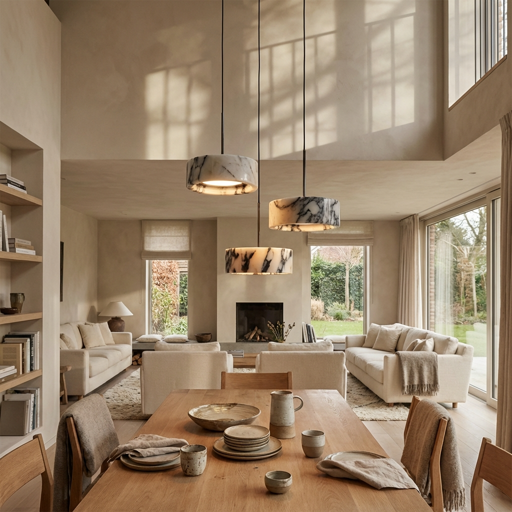 Marble Drum Pendant Light-Lighting > Chandeliers & Pendant Lights-casanuva-casanuva